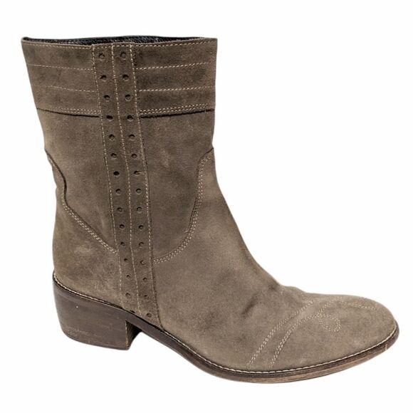 LAVORAZIONE ARTIGIANA Tan Italian  Suede Leather Western Stitched Boots 39 - Picture 10 of 10